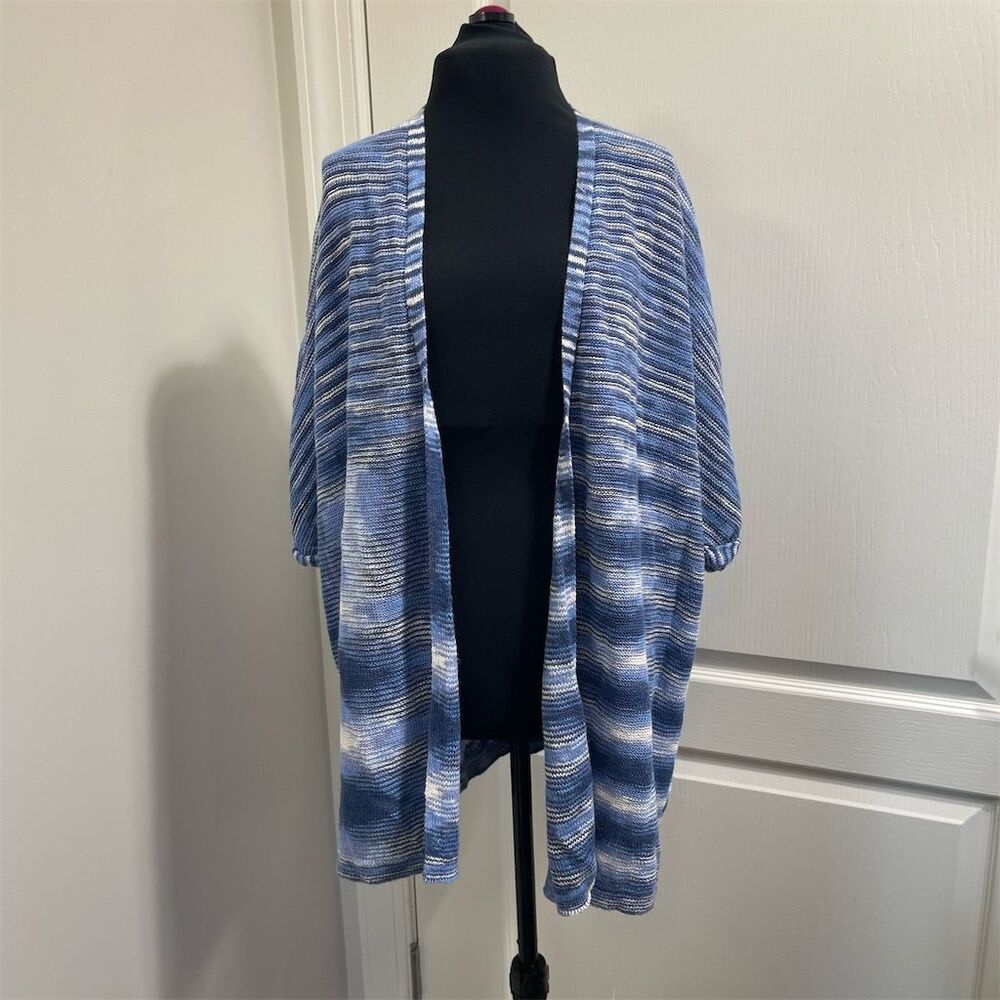 GAP Women's Blue Knit Stripe Open Front Cardigan Sweater Size M (sku269)
